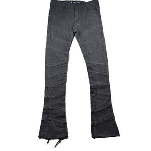 Waimea Men Jeans Stacked Frayed Bootcut Streetwear Grunge Black 34x36 M190